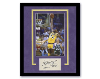 Exhibición enmarcada de 11 x 14 con autógrafo de Magic Johnson firmado por Los Angeles Lakers