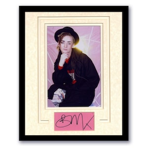 Boy George &quot;Culture Club&quot; AUTÓGRAFO Firmado Exhibición Enmarcada Personalizada 11x14