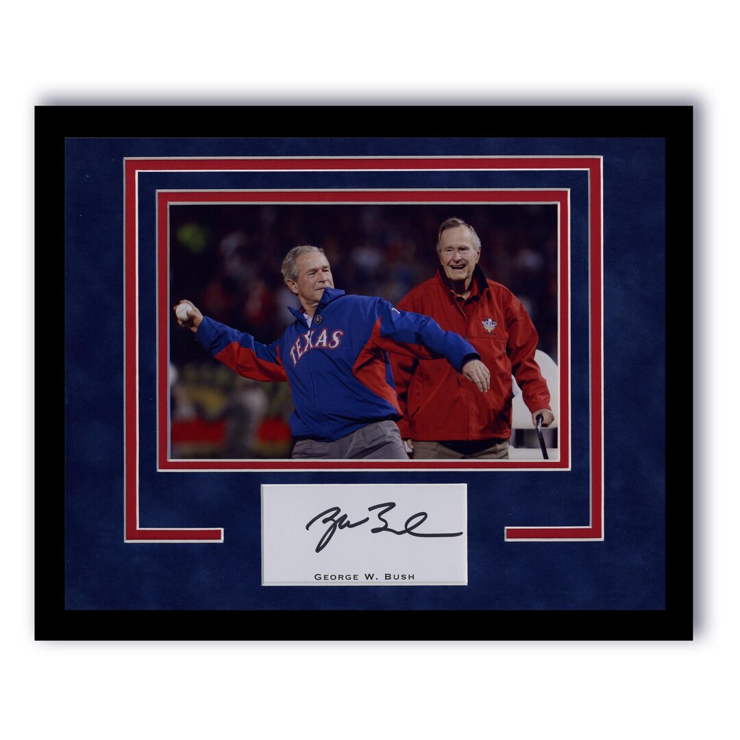 George W. Bush AUTOGRAPH Signed Texas Rangers Baseball Framed 11x14 ...