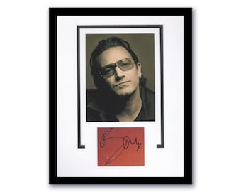 Bono U2 Autografo FIRMATO Foto Incorniciata su misura 11x14 Display opaco