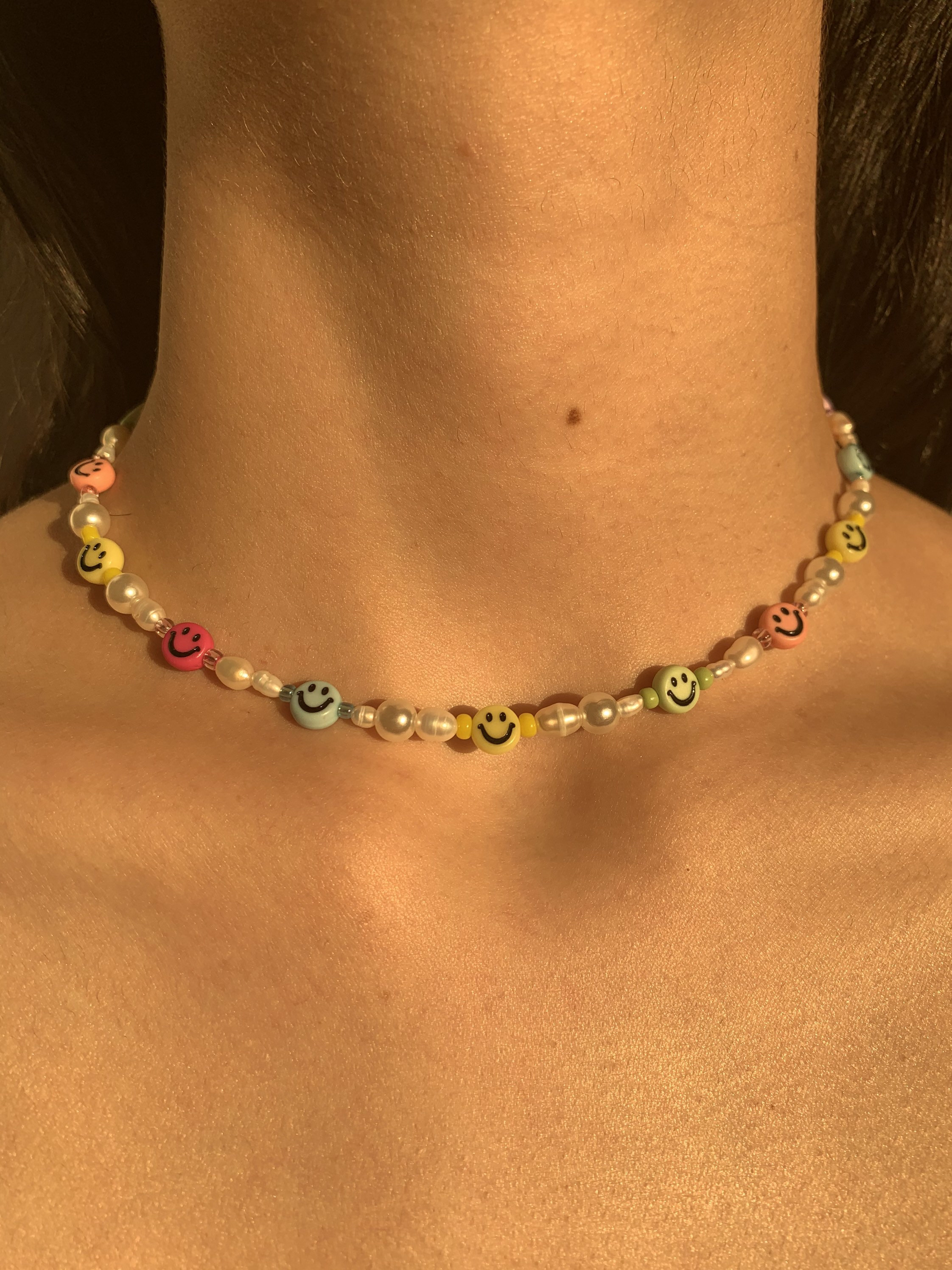 Smiley Face Pearls Beaded Necklace