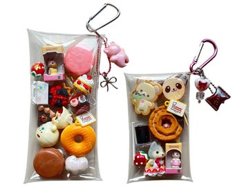 Portachiavi a forma di sacchetto Gacha / Ciondoli a forma di snack giapponese in miniatura, ciondolo per borsa Sylvanian Families
