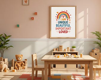 Positive Affirmation Rainbow Print: Nursery Classroom Decor (Digital Download)