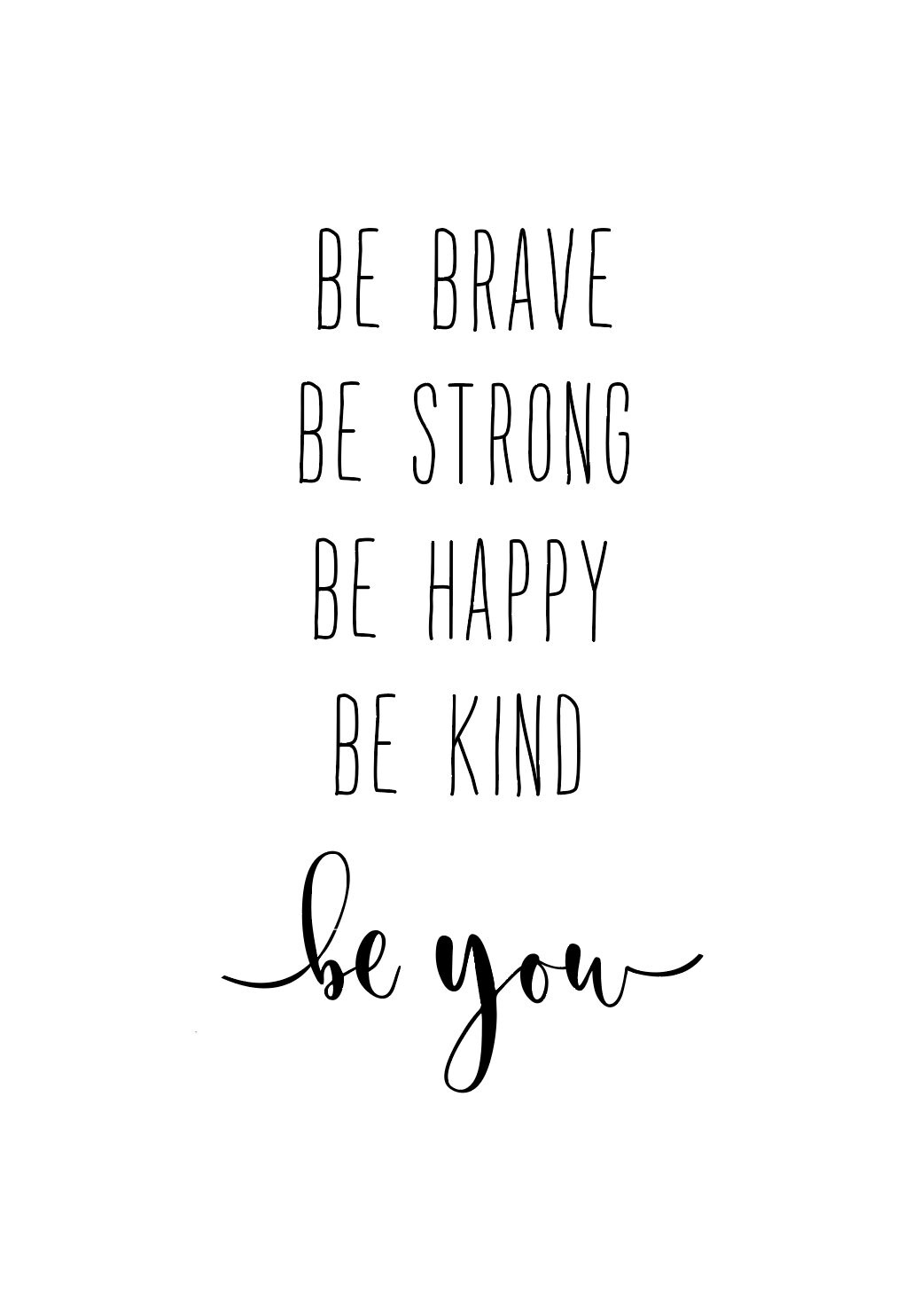 Be brave be strong print Be happy Be kind Housewarming | Etsy