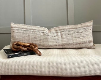 Long Ombré brown lumbar cushion cover | Beige/Brown decorative pillow | Extra Large Lumbar Throw cushion | Neutral Home Decor |