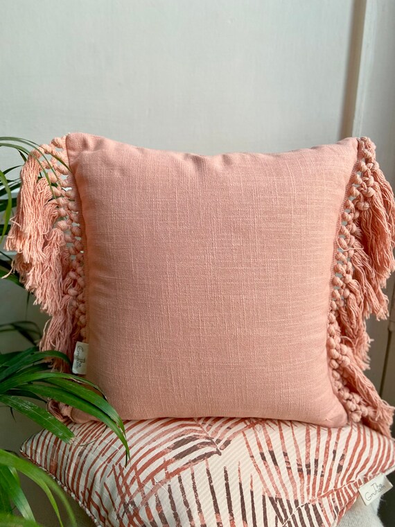 Boho Throw Pillow Cover, Pastel Bohemian Pillow With Tassels