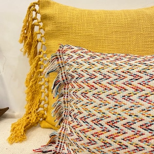 Multi-colored Boho fringe cushion cover Zigzag colourful pillow Geometric Lumbar Throw cushion Bohemian Home Decor Summer decor image 1
