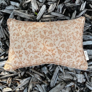 Beige block print cushion cover Neutral & brown floral decorative pillow Botanical Floral throw pillow Vintage Decor Neutral decor image 2