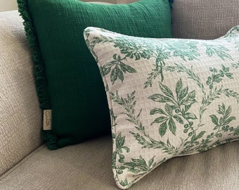 Housse de coussin à franges tissées à la main Green Boho | Housse d’oreiller décorative Boho moderne| | d’oreiller minimaliste | de décoration urbaine de Noël