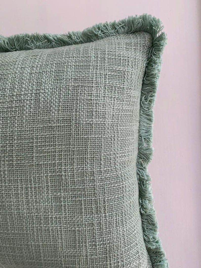 Sage Green Boho Handwoven Fringe Cushion Cover Modern Etsy
