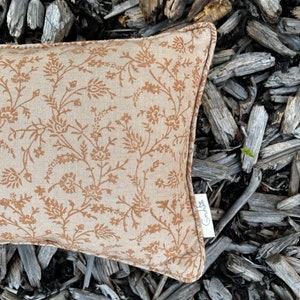 Beige block print cushion cover Neutral & brown floral decorative pillow Botanical Floral throw pillow Vintage Decor Neutral decor image 3