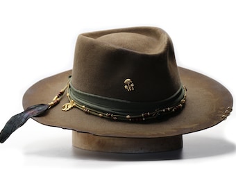 Handmade Fedora TRAILBLAZER - Hat - Festival Hat - Wide Brim Hat - Hat Women - Hat Men - Unique Hat - Wool Hat - Tulum Hat - Burning Man Hat