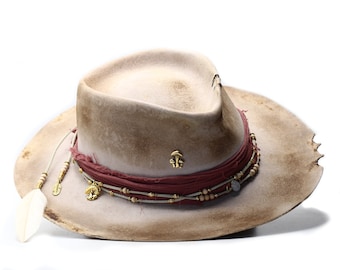 Handmade Fedora PIRATE - Hat - Festival Hat - Wide Brim Hat - Hat Women - Hat Men - Unique Hat - Wool Hat - Tulum Hat - Burning Man Hat