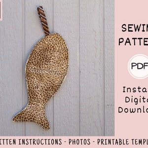 Cat Christmas Stocking PDF SEWING PATTERN, Digital Download, How to Make a Fish-Shaped Kitty Gift from Santa, Holiday Pet Project Tutorial image 3