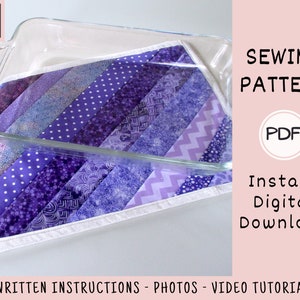 Extra Large Quilted Hot Pad PDF SEWING PATTERN, Digital Download, How to Sew a Handmade Fabric Strip Trivet for Casserole Dishes Glass Pans image 3