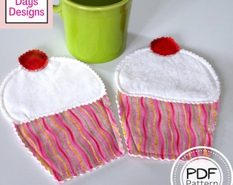 Cupcake Coasters PDF SEWING PATTERN, Digital Download, How to Make Handmade Quilted Cloth Fabric Drink Coasters, Birthday Crafts Tutorial