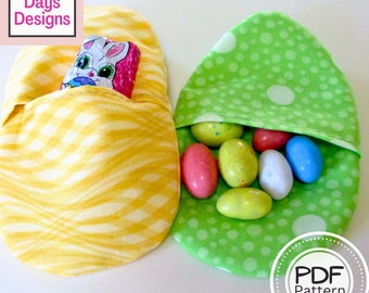 Fillable Fabric Easter Eggs PDF SEWING PATTERN, Digital Download, How to Sew Easy Handmade Reusable Cloth Pouches, Holiday Egg Hunt Tutorial