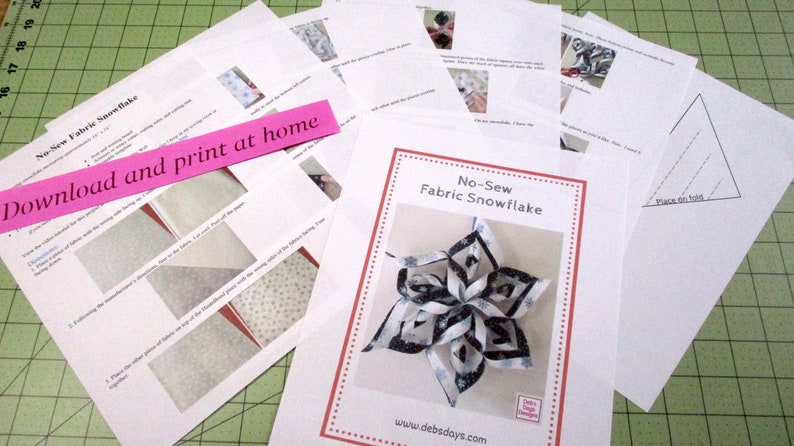 Large Hanging Snowflake PDF CRAFTING PATTERN, Digital Download, How to Make a No-Sew Handmade 3D Christmas Decoration, Easy Fabric Ornament image 2
