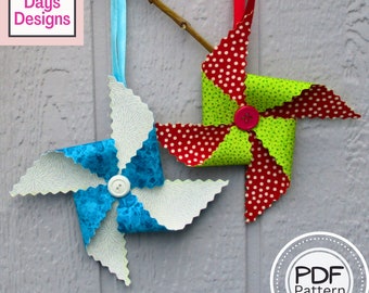 Pinwheel Christmas Tree Ornament PDF CRAFTING PATTERN, Digital Download, How to Make Handmade No Sew Holiday Decorations, Easy Tutorial