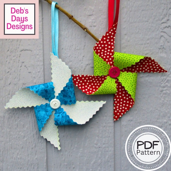 Pinwheel Christmas Tree Ornament PDF CRAFTING PATTERN, Digital Download, How to Make Handmade No Sew Holiday Decorations, Easy Tutorial