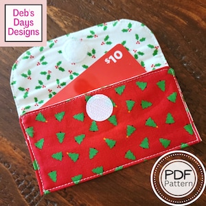 Gift Card Holder PDF SEWING PATTERN, Digital Download, How to Make a Handmade Fabric Cardholder, Reusable Cotton Envelope Gift Tutorial