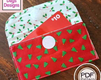 Gift Card Holder PDF SEWING PATTERN, Digital Download, How to Make a Handmade Fabric Cardholder, Reusable Cotton Envelope Gift Tutorial