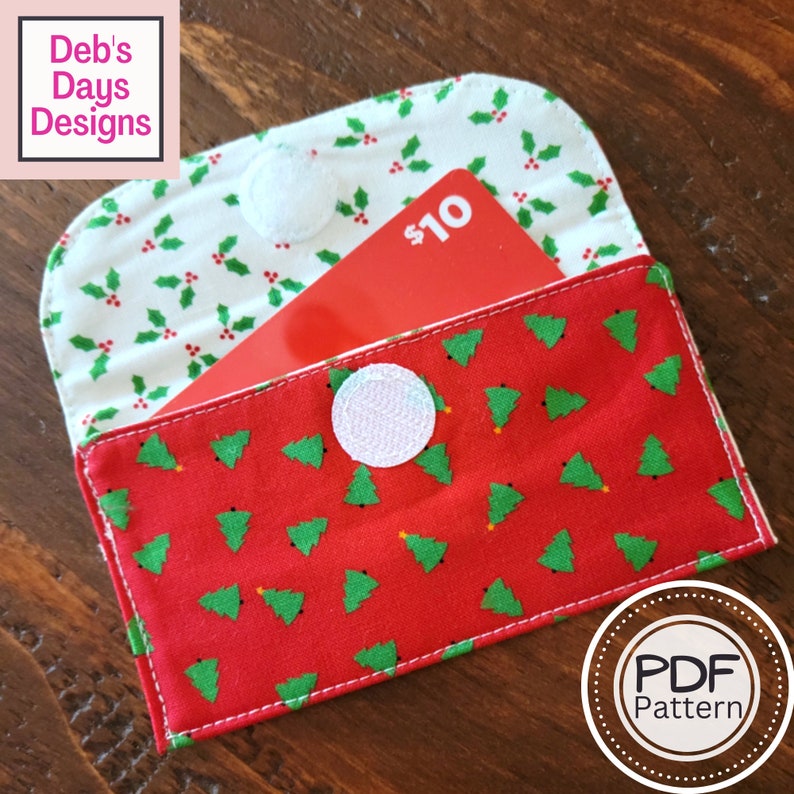 Gift Card Holder PDF SEWING PATTERN, Digital Download, How to Make a Handmade Fabric Cardholder, Reusable Cotton Envelope Gift Tutorial image 1