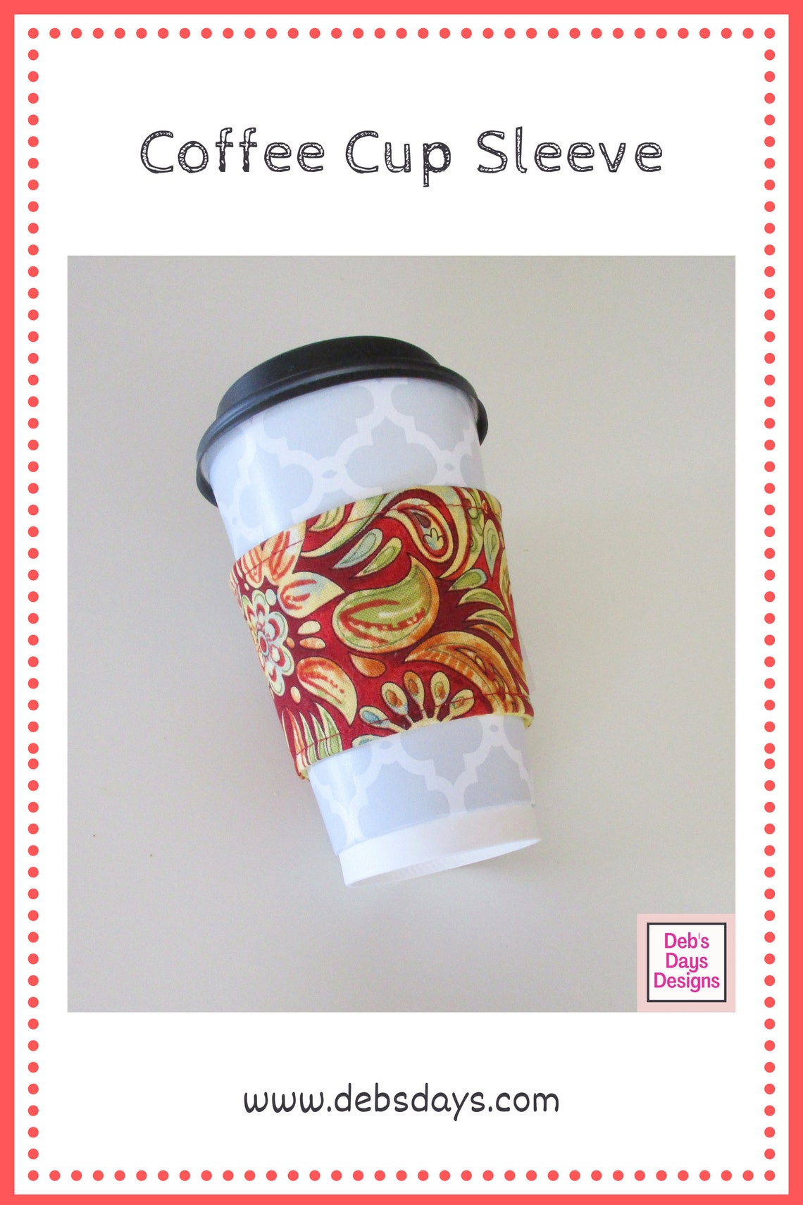 Coffee Cup Sleeve PDF Sewing Pattern Digital Download DIY - Etsy