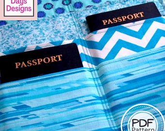Family Passport Holder PDF SEWING PATTERN, Digital Download, How to Sew a Fabric Passport Wallet, Pocket Travel Organizer Tutorial