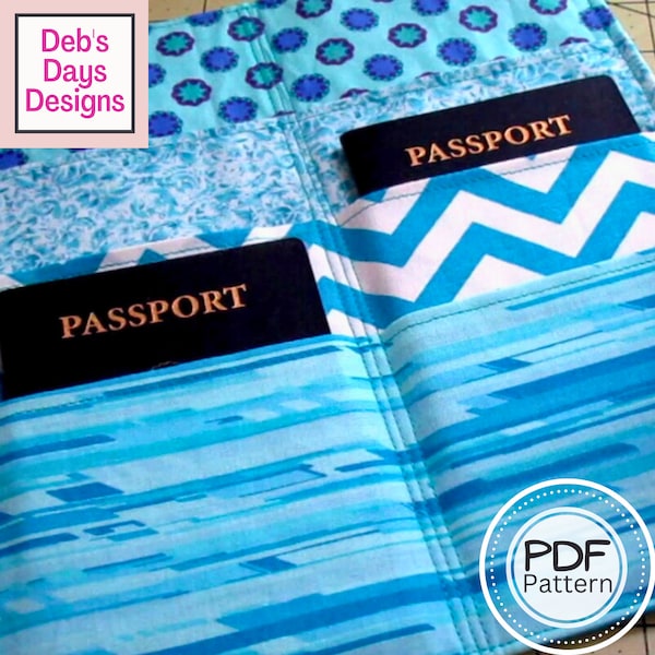 Family Passport Holder PDF SEWING PATTERN, Digital Download, How to Sew a Fabric Passport Wallet, Pocket Travel Organizer Tutorial