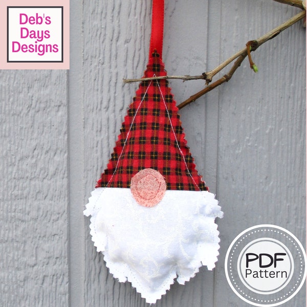 Gnome Christmas Tree Ornaments PDF SEWING PATTERN, Digital Download, Handmade Gnome Decorations, Holiday Hanging Decor