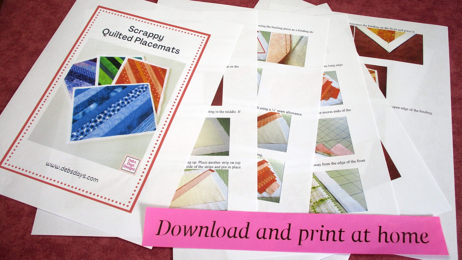 Quilted Placemat Set PDF SEWING PATTERN, Digital Download, How to Sew ...
