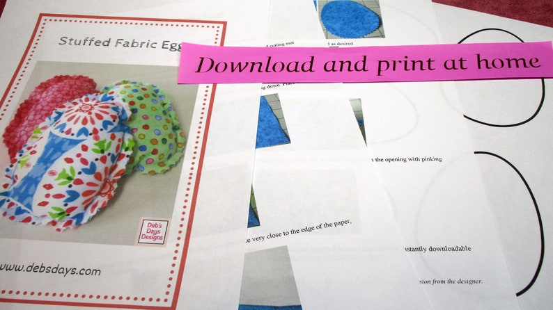 Fabric Easter Eggs PDF SEWING PATTERN, Digital Download, How to Make Handmade Stuffed Plush Eggs, Quick and Easy Springtime Holiday Tutorial image 2