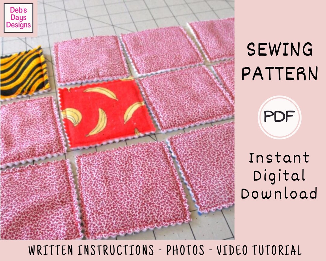 Fabric Matching Game PDF SEWING PATTERN, Digital Download, Make a Scrap Fabric Memory Match Game