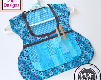 Dress Clothespin Bag PDF SEWING PATTERN, Digital Download, How to Make a Retro Clothesline Laundry Bag, Cloth Vintage Style Peg Holder