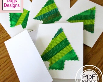 Fabric Christmas Cards PDF SEWING PATTERN, Digital Download, How to Make Handmade Scrappy Notecards, Easy Holiday Craft Tutorial