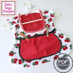 Vintage Style Dress Clothespin Bag PDF SEWING PATTERN, Digital Download, How to Make a Fabric Peg Holder, Retro Clothesline Laundry Tutorial