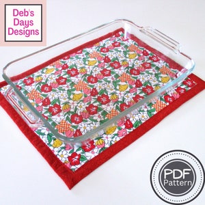Extra Large Hot Pad PDF SEWING PATTERN, Digital Download, How to Sew a Handmade Fabric Hot Pad, Quilted Trivet for Casserole Dishes and Pans