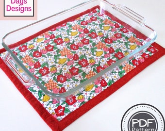 Extra Large Hot Pad PDF SEWING PATTERN, Digital Download, How to Sew a Handmade Fabric Hot Pad, Quilted Trivet for Casserole Dishes and Pans