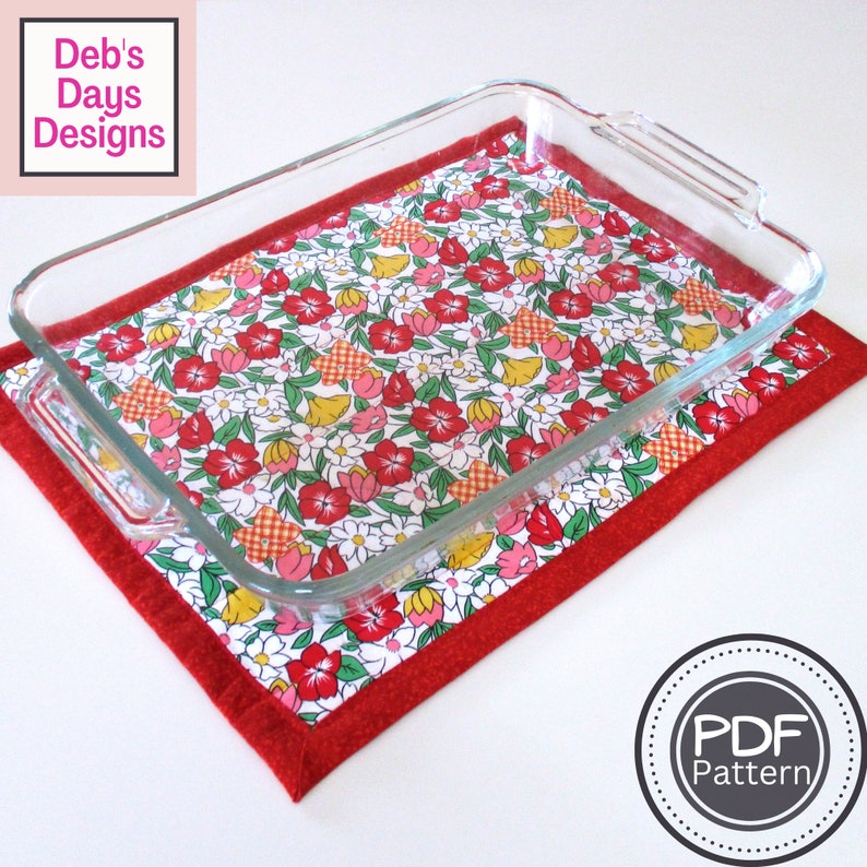 Extra Large Hot Pad PDF SEWING PATTERN, Digital Download, How to Sew a Handmade Fabric Hot Pad, Quilted Trivet for Casserole Dishes and Pans image 1