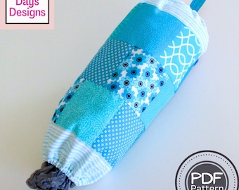 Patchwork Grocery Bag Holder PDF SEWING PATTERN, Digital Download, How to Make a Fabric Storage Container, Organize Plastic Kitchen Sacks
