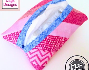 Quilted Pocket Tissue Holder PDF SEWING PATTERN, Digital Download, How to Make a Decorative Fabric Travel Tissue Case, Small Gift Tutorial