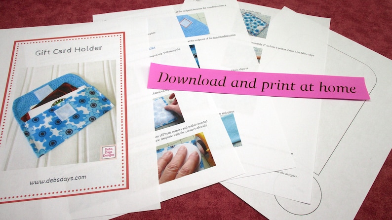 Gift Card Holder PDF SEWING PATTERN, Digital Download, How to Make a Handmade Fabric Cardholder, Reusable Cotton Envelope Gift Tutorial image 2