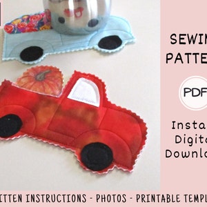 Farm Truck Hot Pad PDF SEWING PATTERN, Digital Download, How to Make a Handmade Vintage Style Harvest Truck Trivet, Fabric Kitchen Tutorial image 3