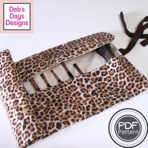 Makeup Brush Roll PDF SEWING PATTERN, Digital Download, How to Make a Handmade Wrap Storage Organizer, Easy Tutorial