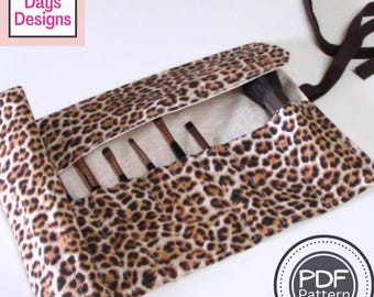 Makeup Brush Roll PDF SEWING PATTERN, Digital Download, How to Make a Handmade Wrap Storage Organizer, Easy Tutorial