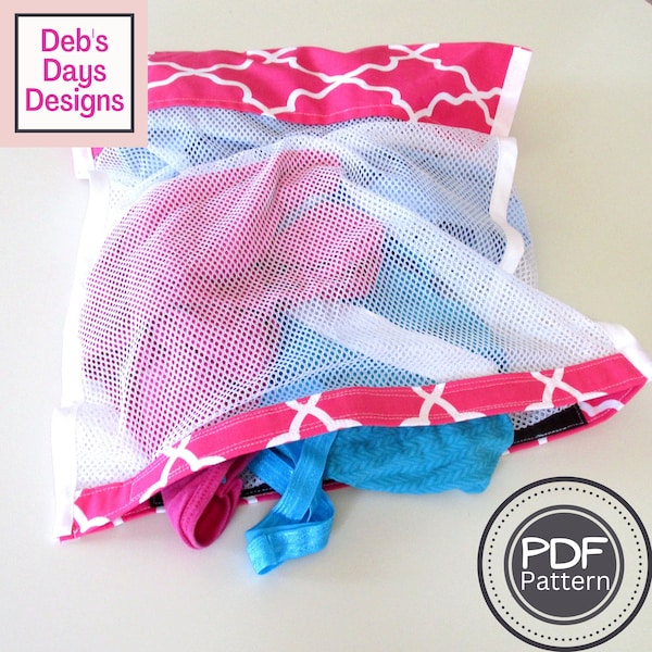 Small Mesh Laundry Bag PDF SEWING PATTERN, Digital Download, How to Make Your Own Lingerie Bag for Delicates, Fabric Washing Bag Tutorial
