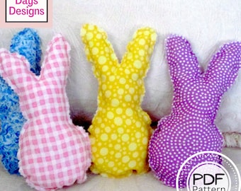 Fabric Rabbits PDF SEWING PATTERN, Digital Download, How to Make Handmade Stuffed Fabric Easter Bunnies, Quick and Easy Craft Tutorial