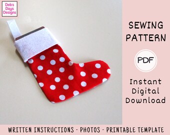Christmas Stocking Gift Card Holder PDF SEWING PATTERN, Digital Download, Christmas Tree Ornament, Holiday Gift Card Storage Tutorial