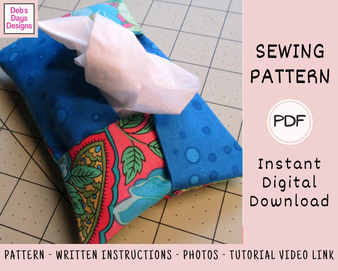 Easy Pocket Tissue Holder PDF Sewing PATTERN Instant Digital Etsy